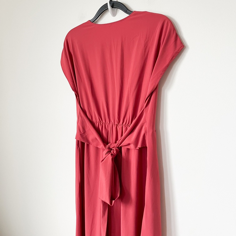 NEW Breezeful V-Neck Short Sleeve Pocket Tie Quick Dry Midi Dress Pink Mediium - Picture 9 of 16